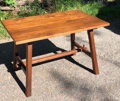 Monterey Style Dining or Computer Trestle Table with Keyed Through Tenons